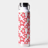 Roter Hibiskus, rote Blume, Muster von Blume Trinkflasche (Vorne)