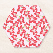 Roter Hibiskus, rote Blume, Muster von Blume Untersetzer (Vorderseite)