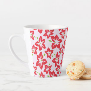 Roter Hibiskus, rote Blumen, Blumenmuster Milchtasse