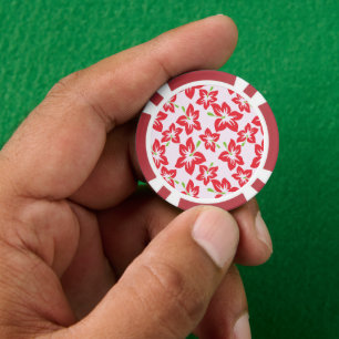 Roter Hibiskus, rote Blumen, Blumenmuster Pokerchips