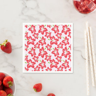 Roter Hibiskus, rote Blumen, Blumenmuster Serviette