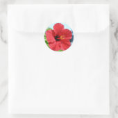 Roter Hibiskus Runder Aufkleber (Tasche)