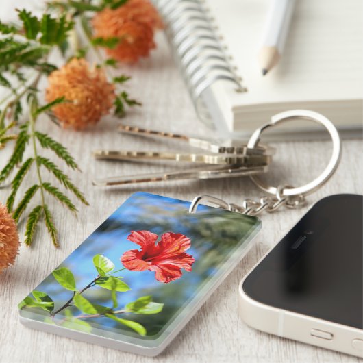 Roter Hibiskus Schlüsselanhänger (Vorderseite rechts)