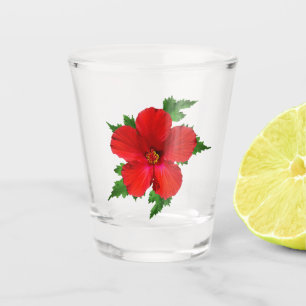Roter Hibiskus Schnapsglas