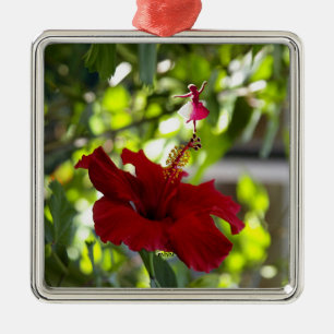 Roter Hibiskus Shadow Fairy Metal Ornament Aus Metall
