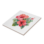 Roter Hibiskus Tropical Floral Kitchen Badezimmer Fliese (Seite)