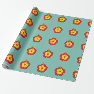 Roter Hibiskus Tropische Blume Geschenkpapier