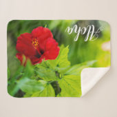 Roter Hibiskus Tropische Blume Sherpadecke (Vorderseite (Horizontal))