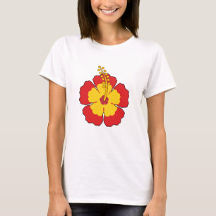 Roter Hibiskus Tropische Blume T-Shirt