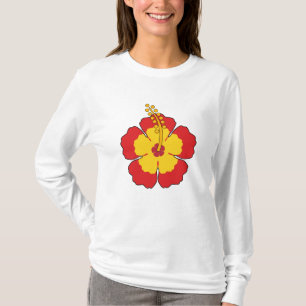 Roter Hibiskus Tropische Blume T-Shirt