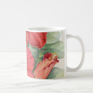 Roter Hibiskus-tropische Blumen-Malerei - multi Kaffeetasse