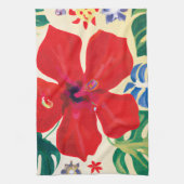 Roter Hibiskus Tropische Küchendekoration Handtuch (Vertikal)