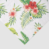 Roter Hibiskus und tropisches Blattmuster Seidenpapier (Detail)