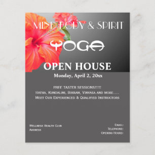 Roter Hibiskus-Yoga A5-Flugblatt Flyer