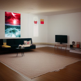 Roter Himmel am Meer | AI Art Poster