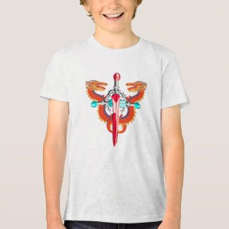 Roter Himmel-Drachenemblem Scharlachrot Tri-Blend Shirt