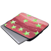 Roter Himmel mit Sternen Laptopschutzhülle (Vorne Knopf)