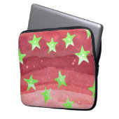Roter Himmel mit Sternen Laptopschutzhülle (Vorderseite Links)