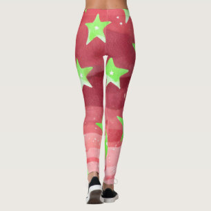 Roter Himmel mit Sternen Leggings