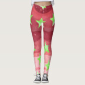 Roter Himmel mit Sternen Leggings (Vorderseite)