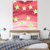 Roter Himmel mit Sternen Leinwanddruck (Insitu (Schlafzimmer))