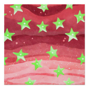 Roter Himmel mit Sternen Poster