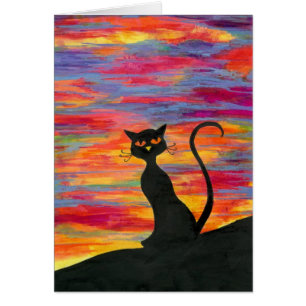 Roter Himmel nachts, die Freude der Katze