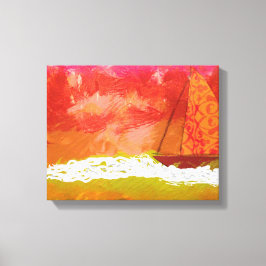 Roter Himmel segeln Leinwanddruck