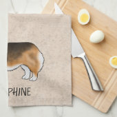 Roter hintere Tricolor-Pembroke Walisischer Korgi  Geschirrtuch (Viertel Falte)