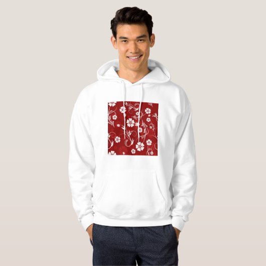 Roter Hintergrund der weißen Blume Hoodie (Vorne ganz)
