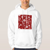 Roter Hintergrund der weißen Blume Hoodie (Vorderseite)