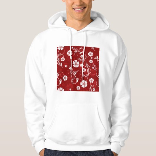 Roter Hintergrund der weißen Blume Hoodie (Vorderseite)