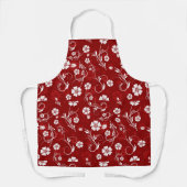 Roter Hintergrund der weißen Blume Schürze (Vorderseite)