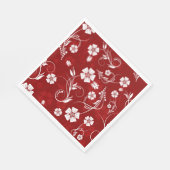 Roter Hintergrund der weißen Blume Serviette (Ecke)