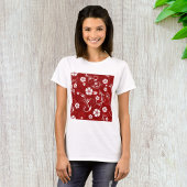 Roter Hintergrund der weißen Blume T-Shirt