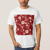 Roter Hintergrund der weißen Blume T-Shirt (Vorderseite)