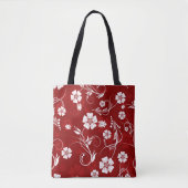 Roter Hintergrund der weißen Blume Tasche (Vorderseite)