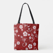 Roter Hintergrund der weißen Blume Tasche (Rückseite)