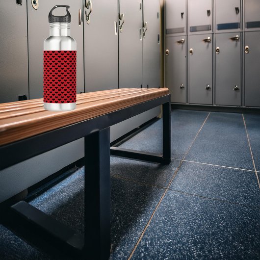 Roter Hintergrund für schwarze Herzen Edelstahlflasche