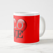 Roter Hintergrund Liebe Hochzeitsherz Jumbo-Tasse (Vorderseite Rechts)
