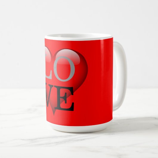 Roter Hintergrund Liebe Hochzeitsherz Kaffeetasse (VorderseiteRechts)