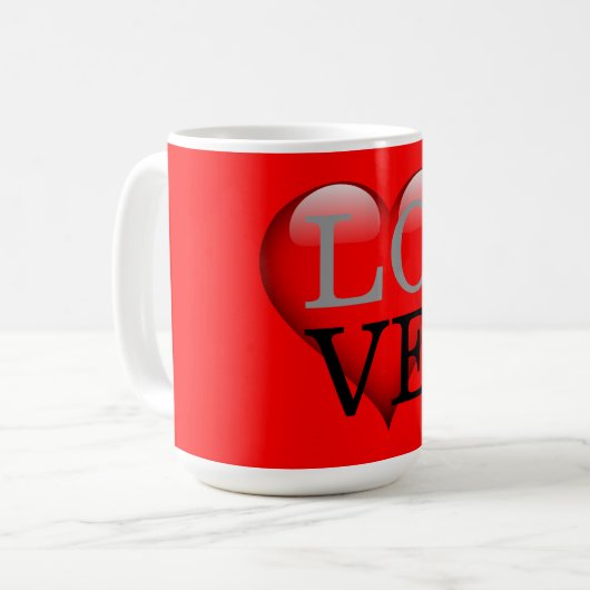 Roter Hintergrund Liebe Hochzeitsherz Kaffeetasse (Vorderseite Links)