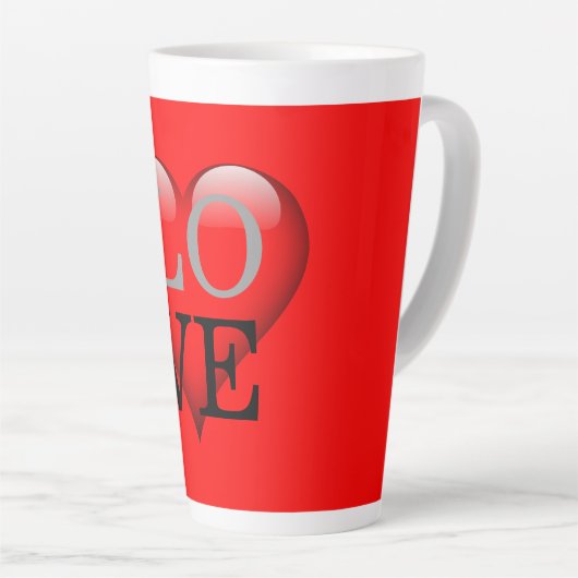Roter Hintergrund Liebe Hochzeitsherz Milchtasse (Rechte Ecke)