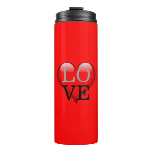 Roter Hintergrund Liebe Hochzeitsherz Thermosbecher (Vorderseite)