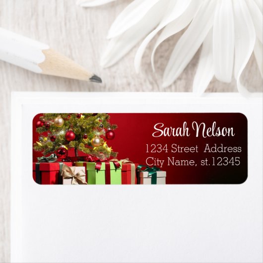 Roter Hintergrund mit dekorativem Weihnachtsbaum (Insitu)