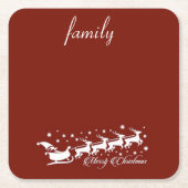 Roter Hintergrund mit dem Weihnachtsmann und Renti Rechteckiger Pappuntersetzer (Vorderseite)