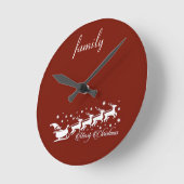 Roter Hintergrund mit dem Weihnachtsmann und Renti Runde Wanduhr (Winkel)