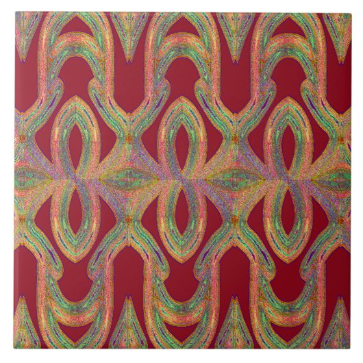 Roter Hintergrund mit klassischem Textil Fliese (Vorderseite)