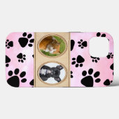 Roter Hintergrund mit Pfoten, benutzerdefiniertes Case-Mate iPhone Hülle (Rückseite (Horizontal))