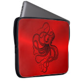 Roter Hintergrund mit schwarzem Wassertopus Laptopschutzhülle (Vorne Rechts)